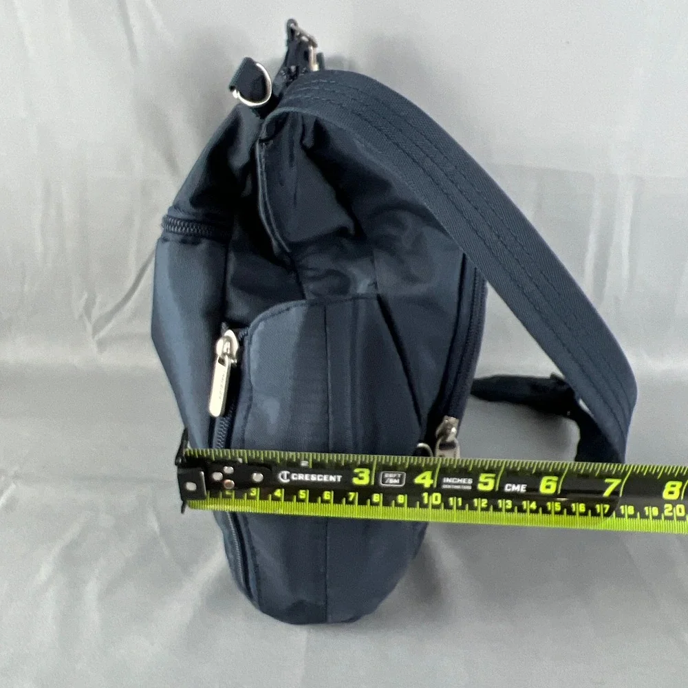 Travelon Anti Theft Classic Crossbody Bucket Bag Womens Blue Adjustable Strap
